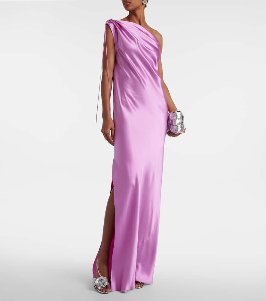 Elegante Opera One-shoulder Silk Gown In Pink Product Image