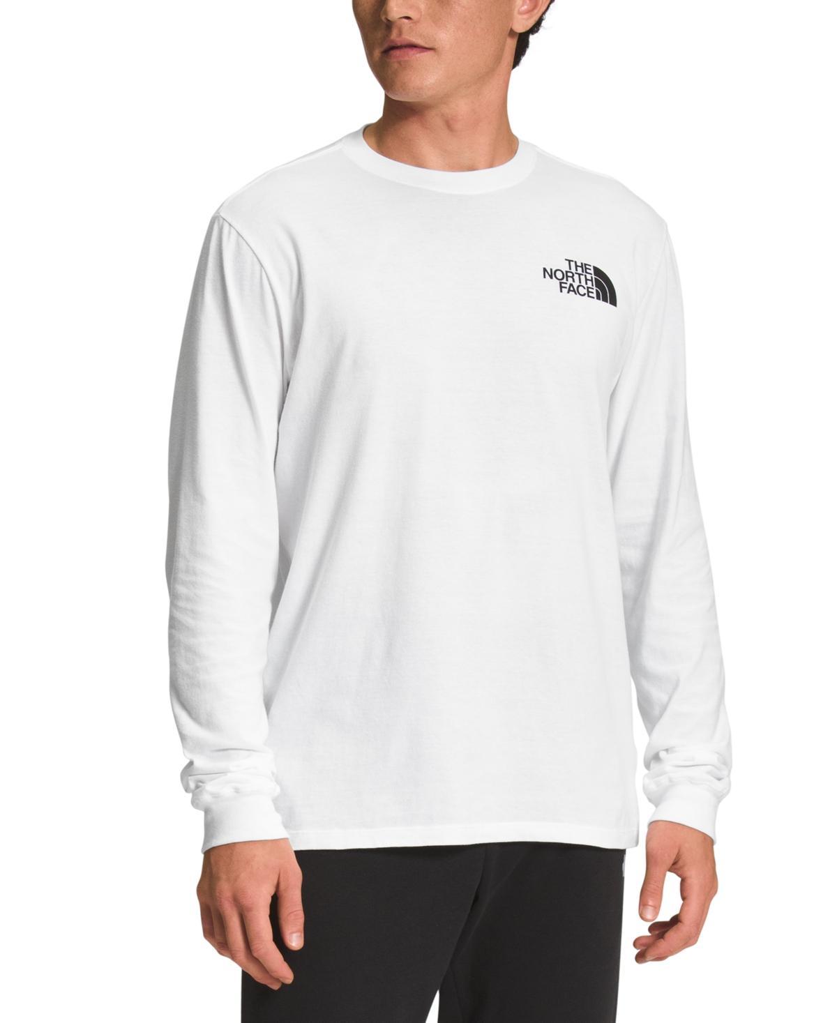 The North Face Mens Box Nse Standard-Fit Logo Graphic Long-Sleeve T-Shirt - Tnf White Product Image