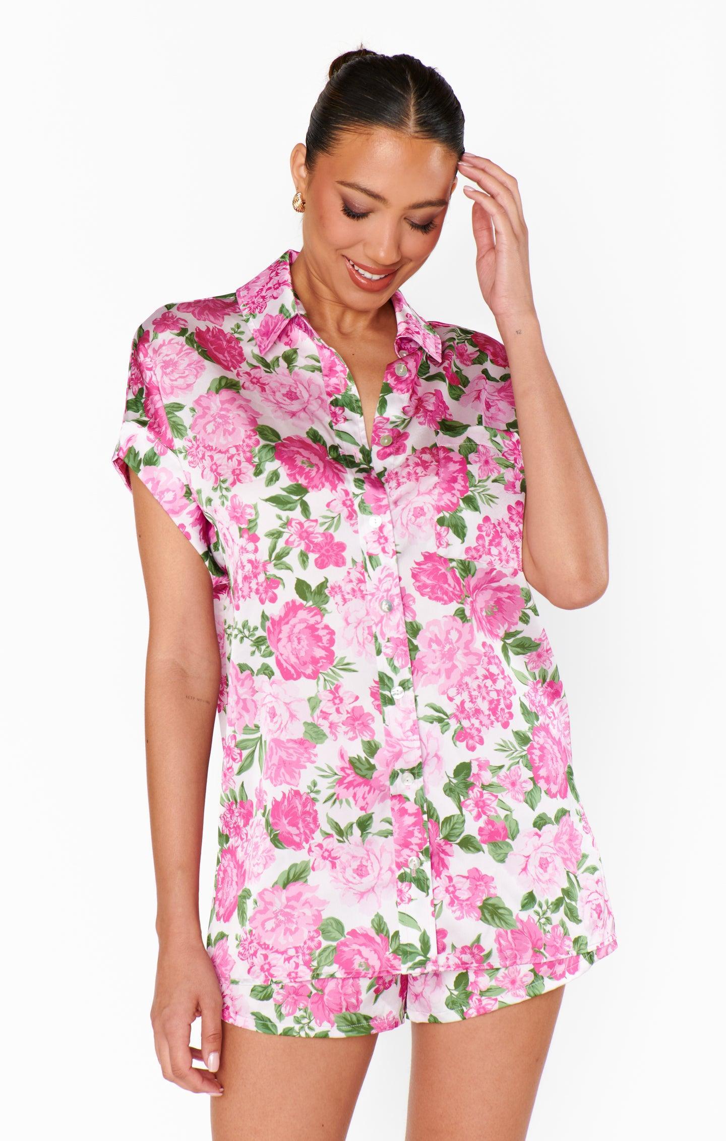 Best Day Button Up ~ Cottage Floral Pink Product Image