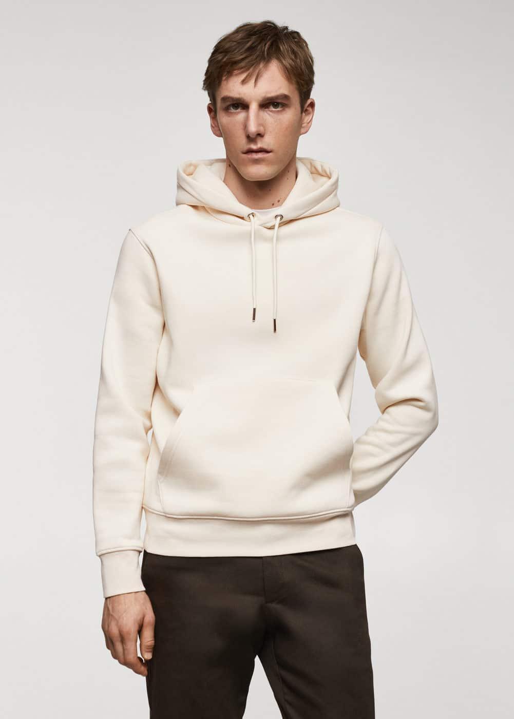 MANGO MAN - Cotton kangaroo-hooded sweatshirt ecruMen Product Image