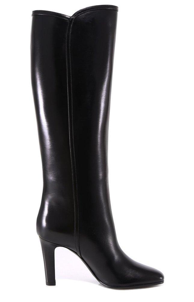 SAINT LAURENT Jane Boots In Chocolate Smooth Leather In Black Product Image