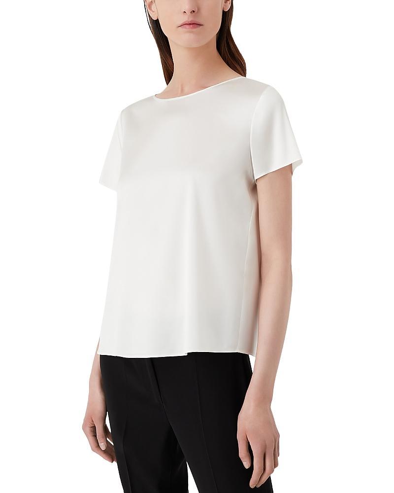 Womens Short-Sleeve Silk-Blend Top Product Image