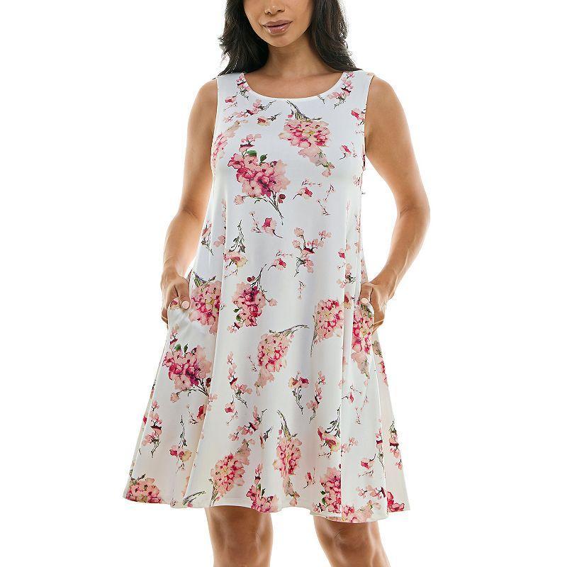 Womens Nina Leonard Floral Swing Dress Dusty Pink Product Image