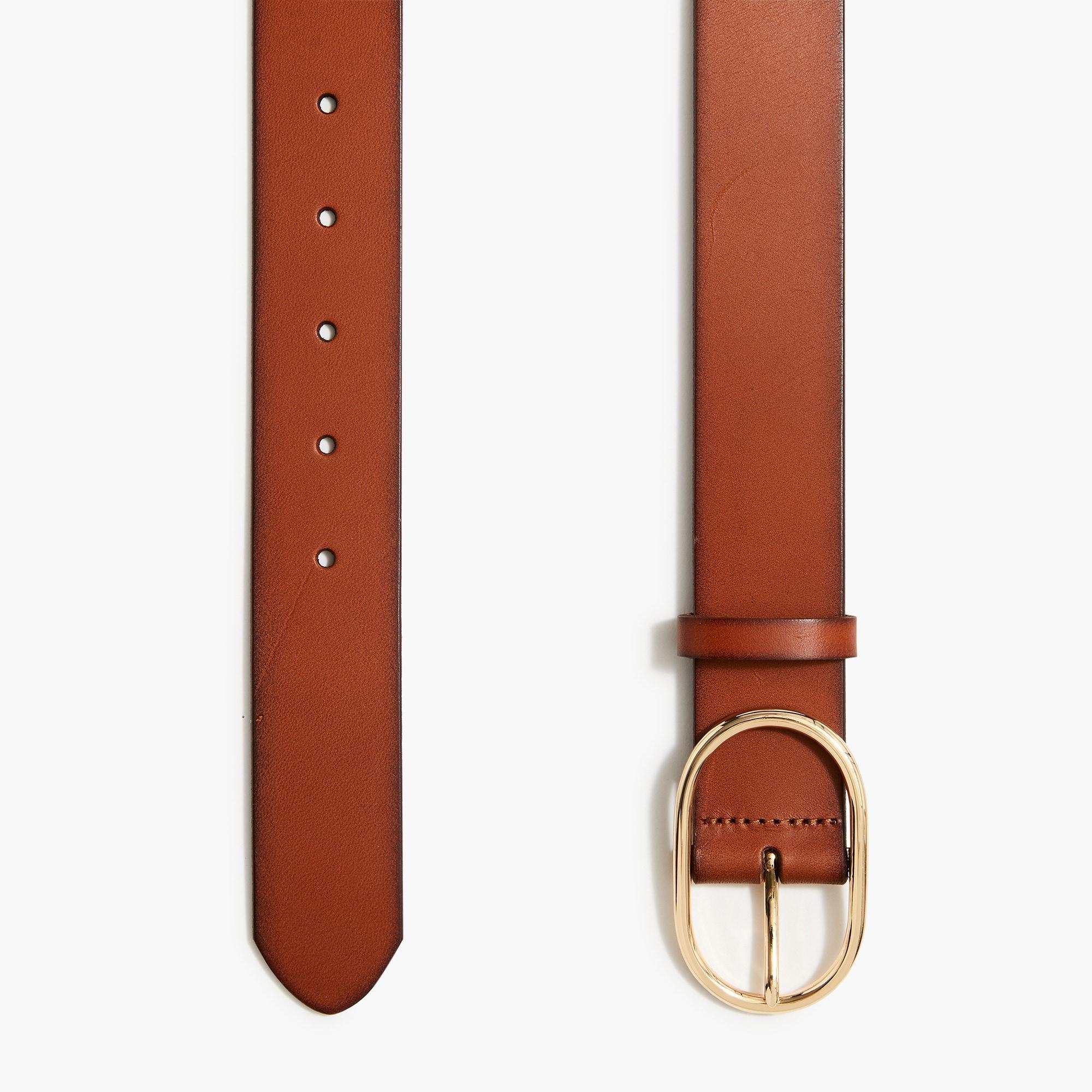 Oval-buckle leather belt Product Image