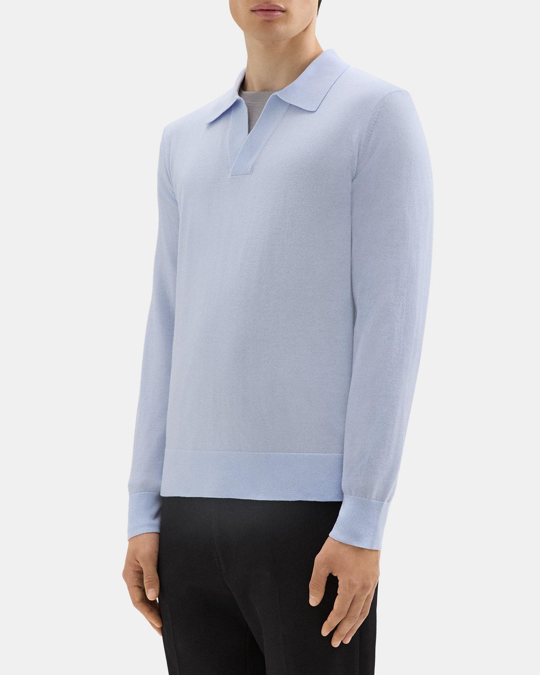 Long-Sleeve Polo in Merino Wool Product Image