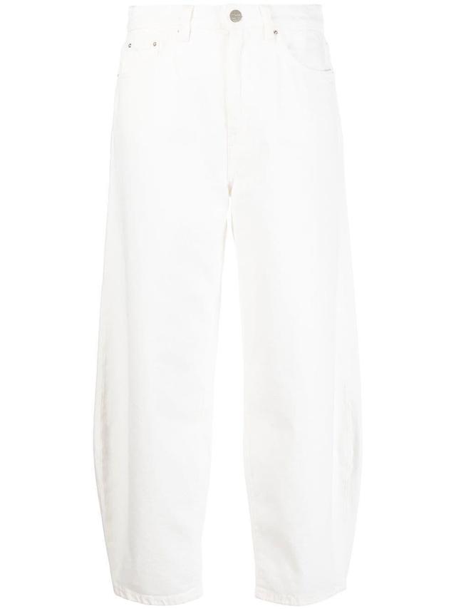 High-waist Cropped Trousers In White Product Image