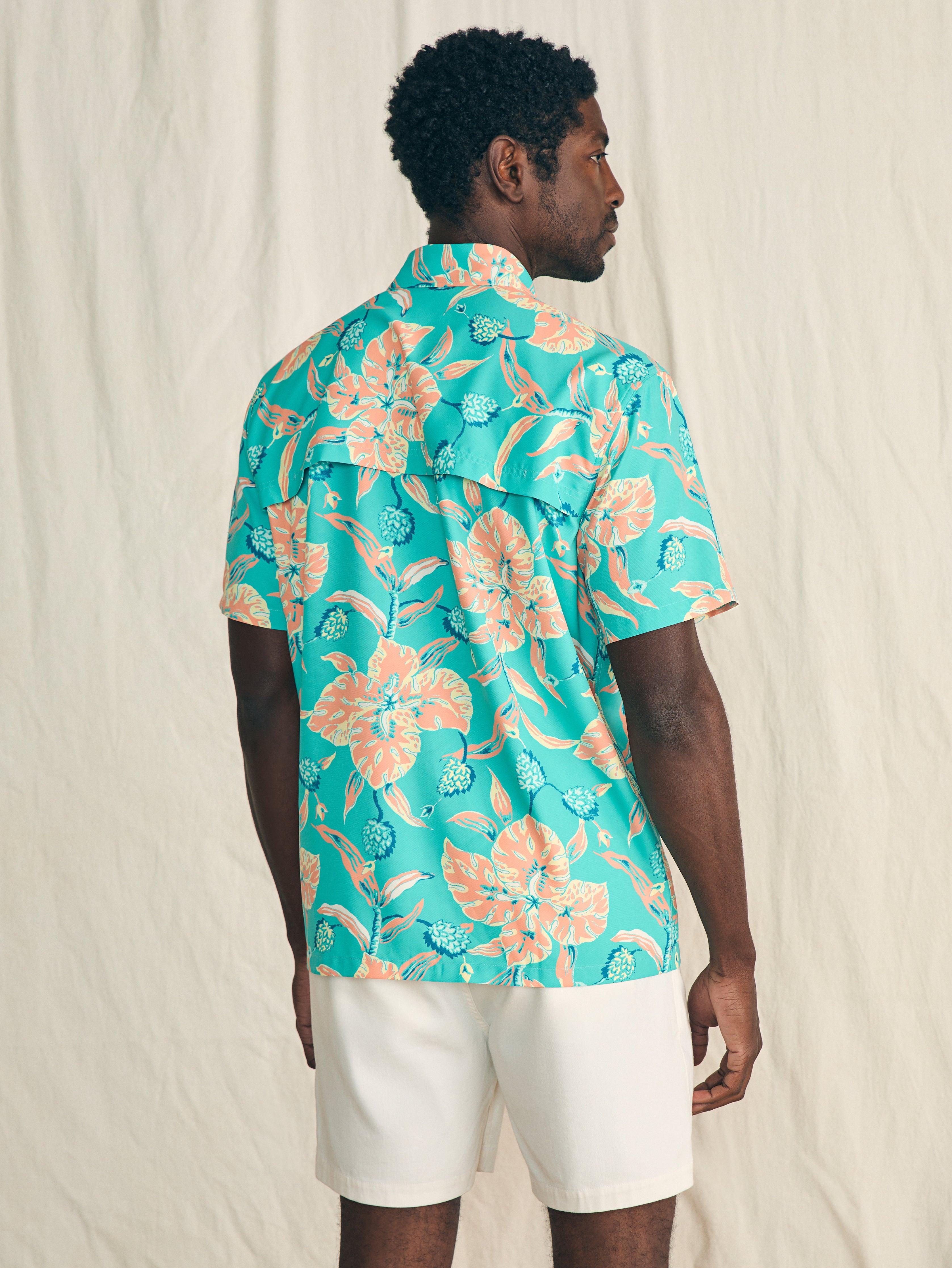 Shorelite Short-Sleeve Tech Shirt - Teal Geranium Floral Male Product Image