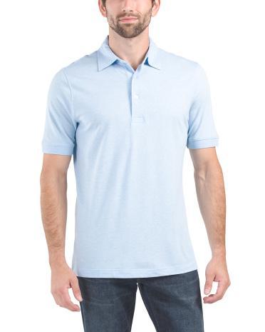 Pima Cotton And Silk Blend Pique Polo T-shirt for Men | Spandex/Cotton/Silk Product Image