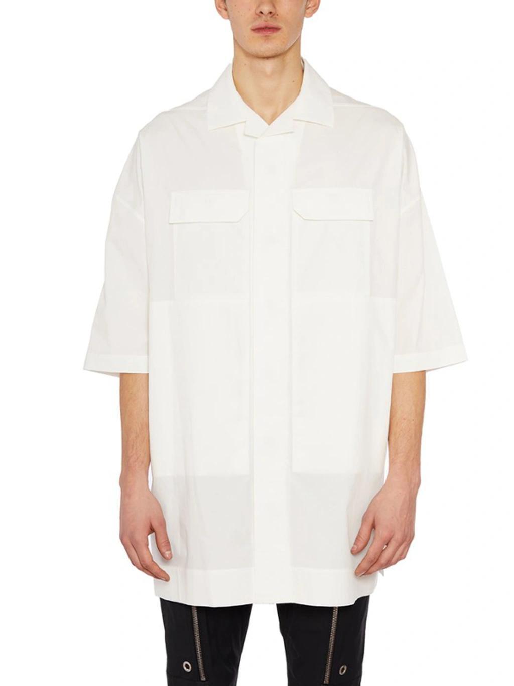 RICK OWENS Magnum Tommy Oversize Cotton Shirt In White Product Image