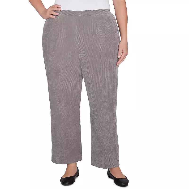 Petite Alfred Dunner Copenhagen Corduroy Short Length Pants, Womens Grey Product Image