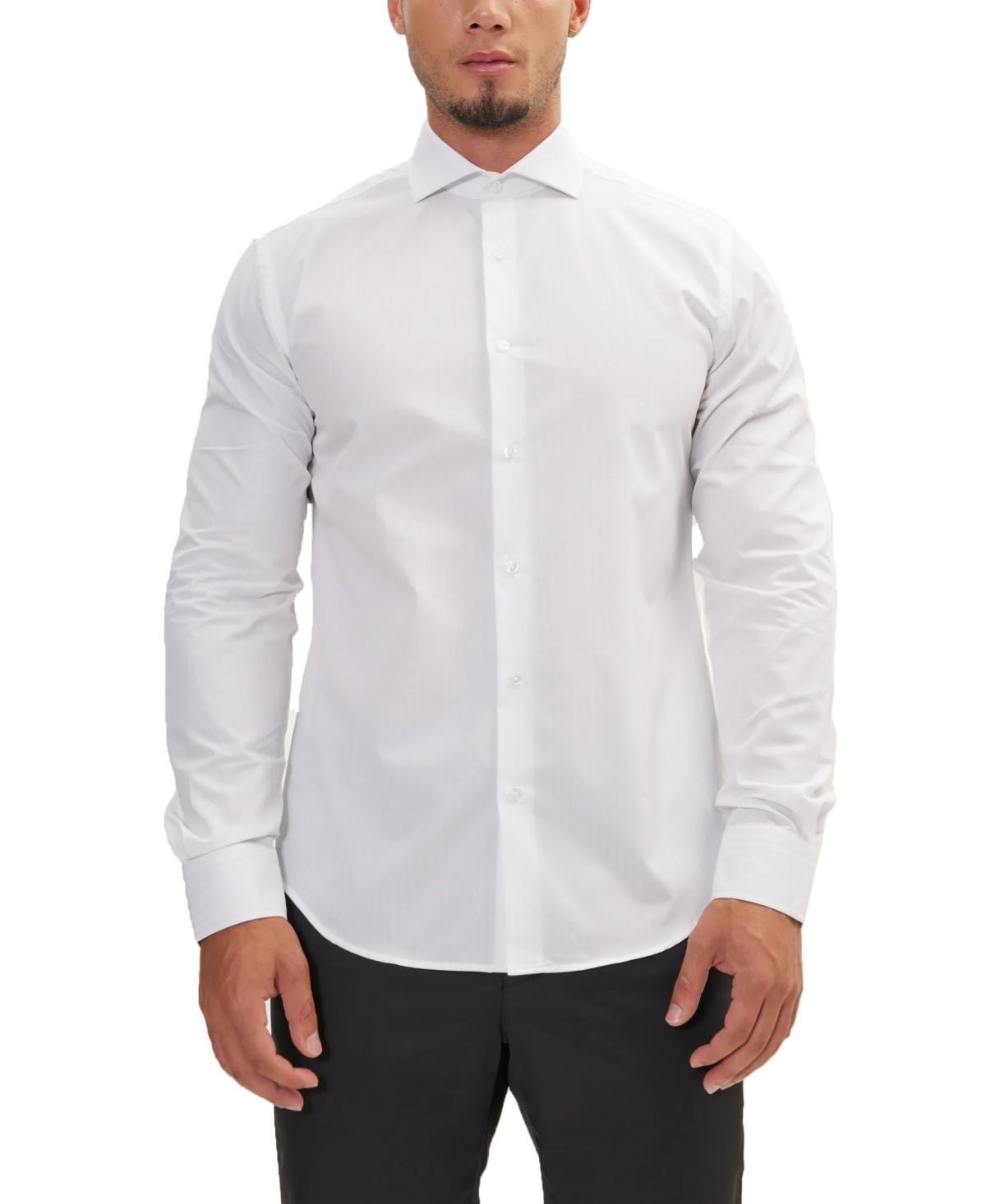 Ron Tomson Mens Modern Spread Collar Textured Fitted Shirt Product Image