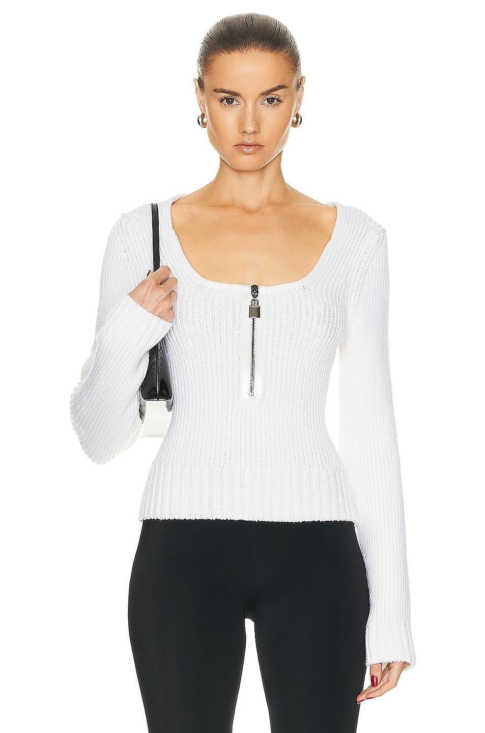 TOM FORD Square Neck Zipped Top in White Product Image