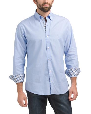 Solid Pinpoint Cotton Stretch Shirt For Men Product Image