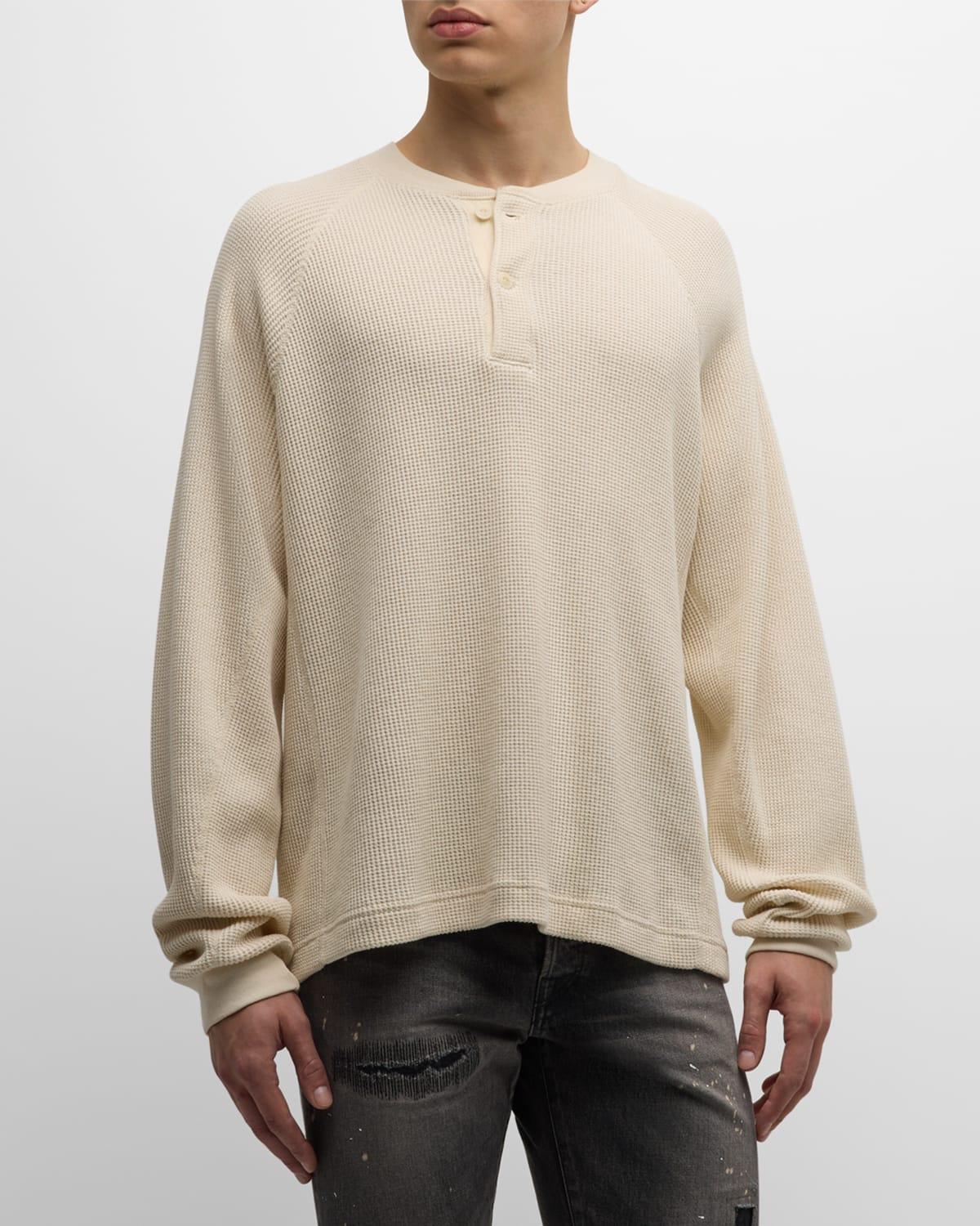 Mens Thermal Henley Long-Sleeve T-Shirt Product Image