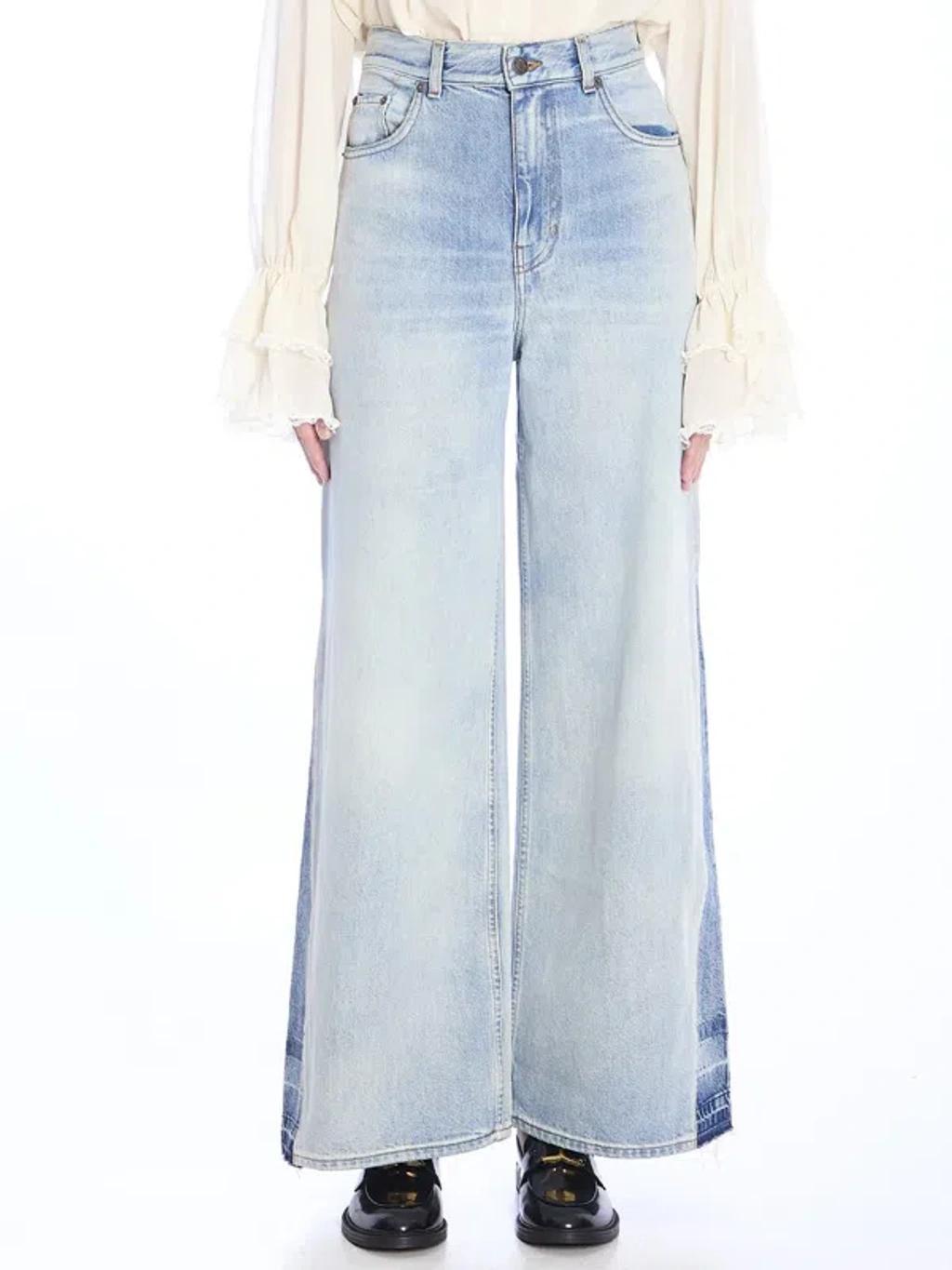 CHLOÉ High Rise Cotton Denim Flared Jeans In Blue product image