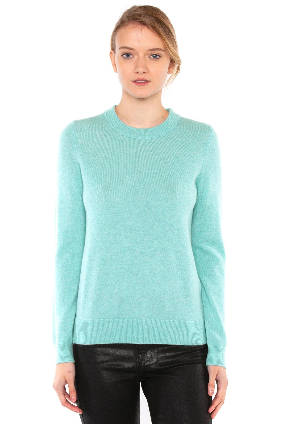 Jennie Liu Womens 100% Pure Cashmere Long Sleeve Crew Neck Pullover Sweater (1362, Lime, X-Small ) Product Image