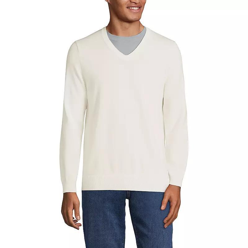 Mens Lands End Fine Gauge Cotton V-Neck Sweater Product Image