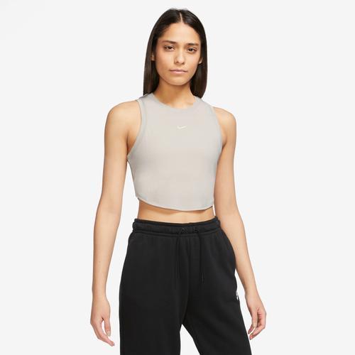 Nike Womens Nike Essential Rib Crop Tank - Womens Beige/White product image