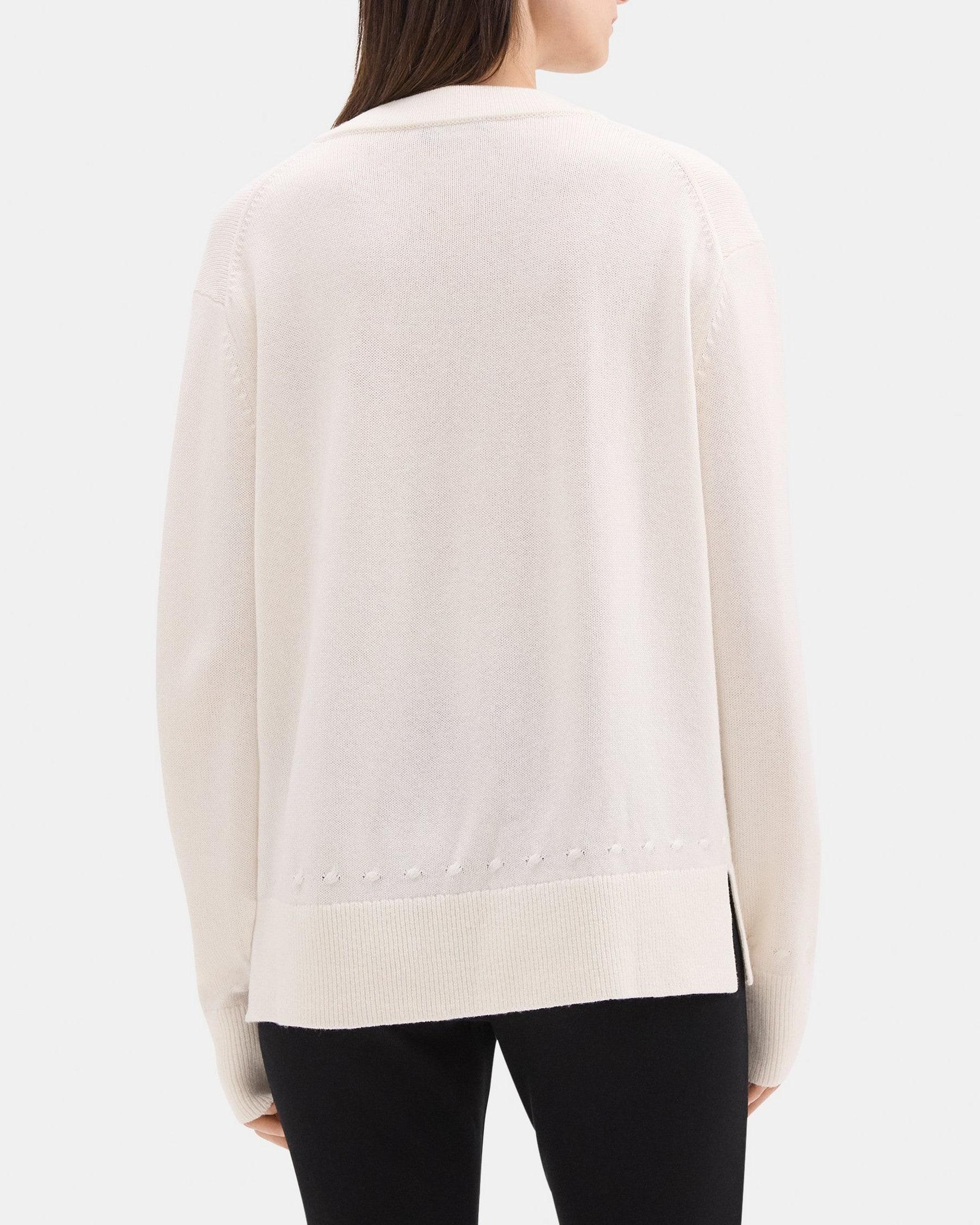 Cable Knit V-Neck Sweater in Wool-Cashmere Blend Product Image