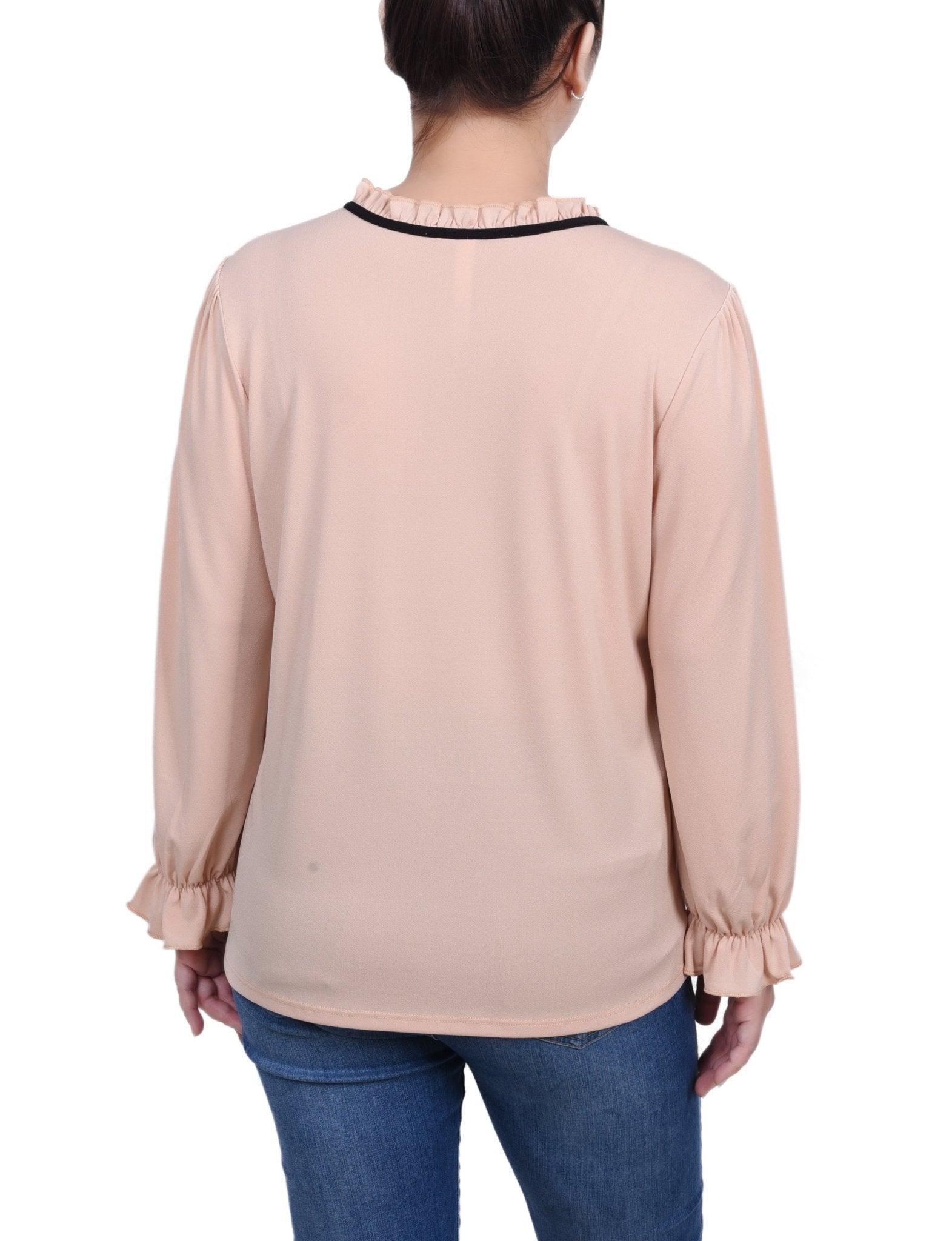 Long Sleeve Tie Neck Top - Petite Product Image