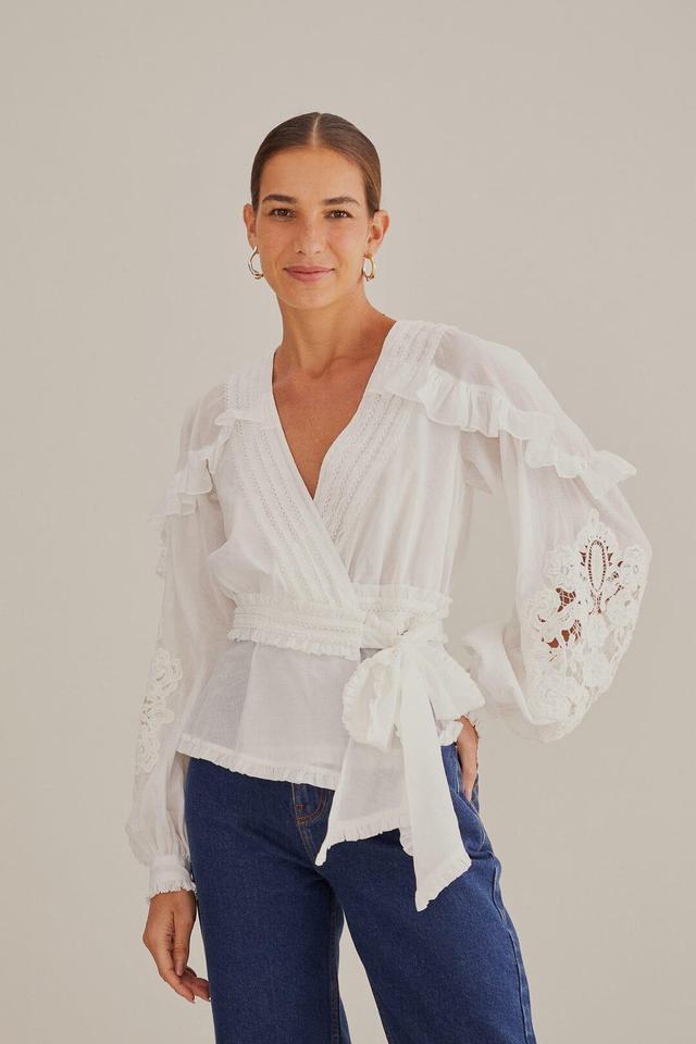 Womens Cotton Voile Wrap Blouse Product Image