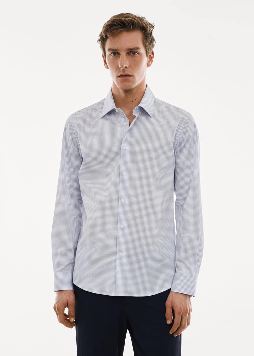 MANGO MAN - Micro-stretch fabric shirt sky blueMen Product Image