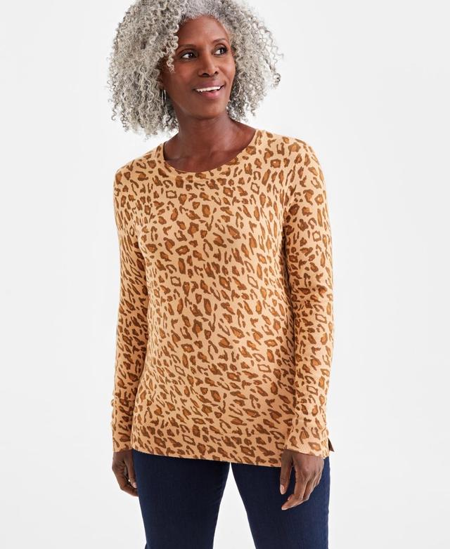 Style & Co Womens Printed Crewneck Sweater, Created for Macys Product Image