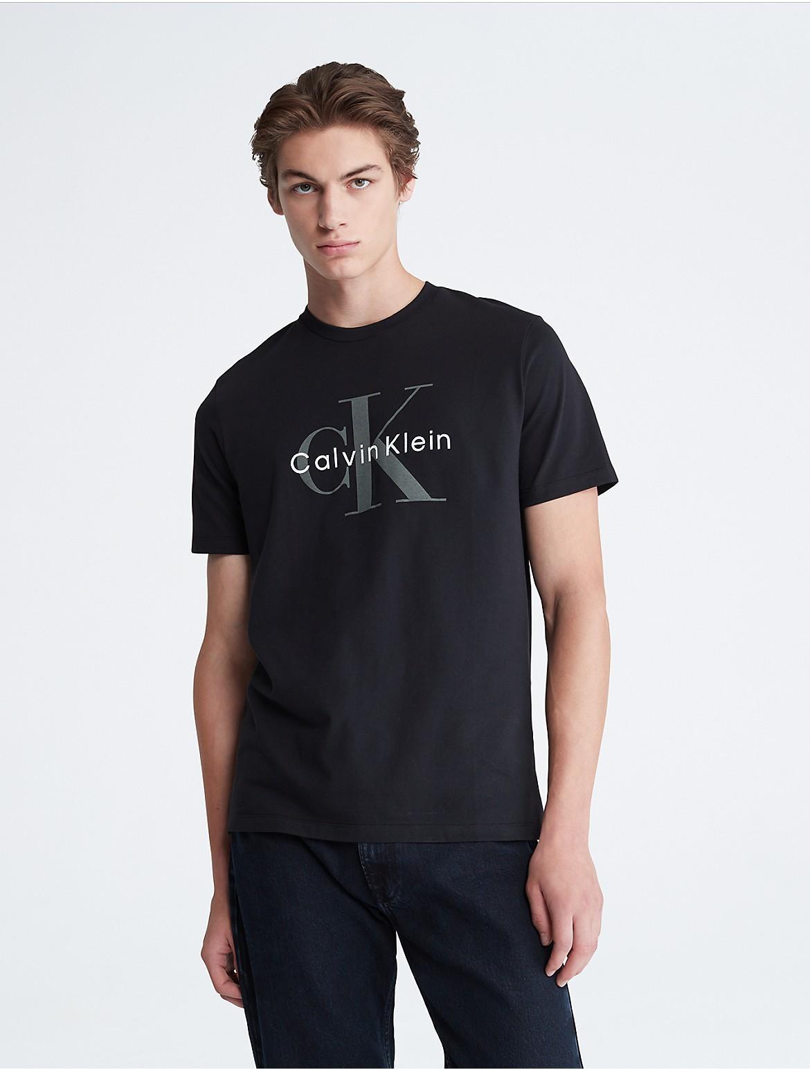 Calvin Klein Mens Monogram Logo Crewneck T-Shirt - Black - XS Product Image