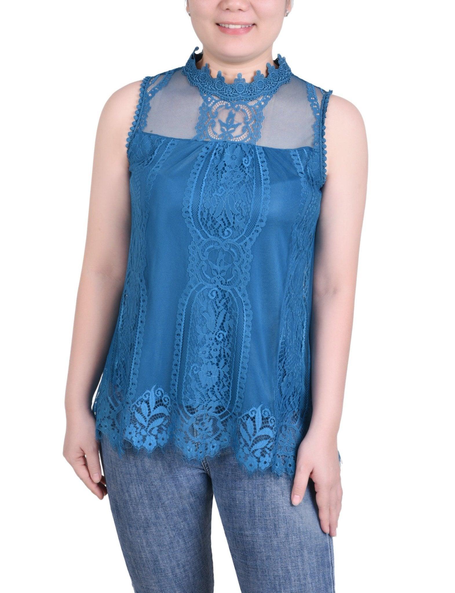 Sleeveless Mock Neck Lace Top - Petite Product Image