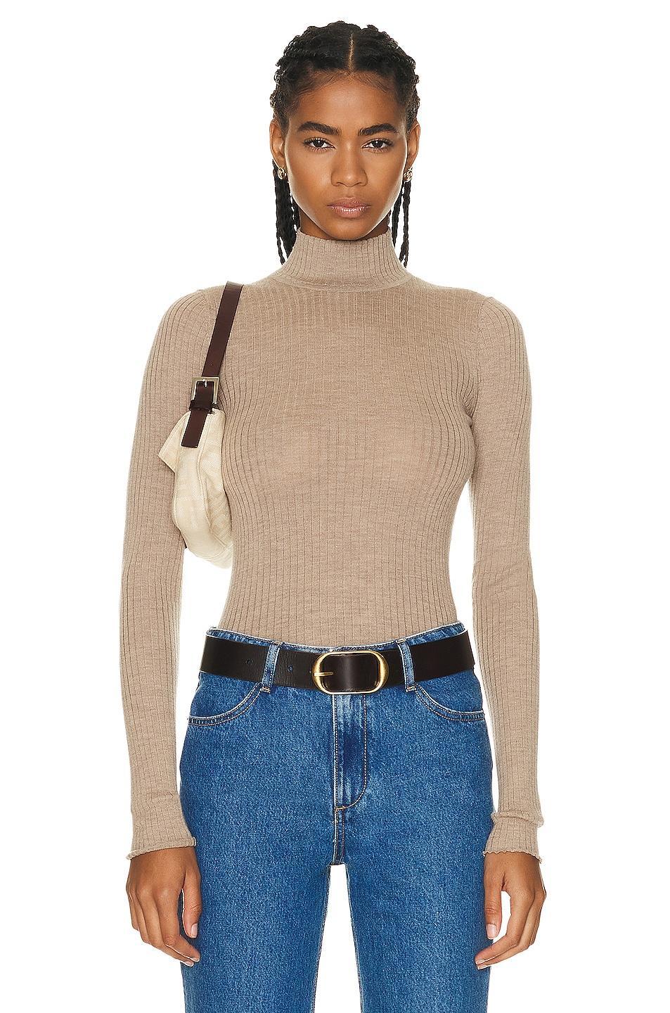 SPRWMN Mock Neck Top in Navy Product Image