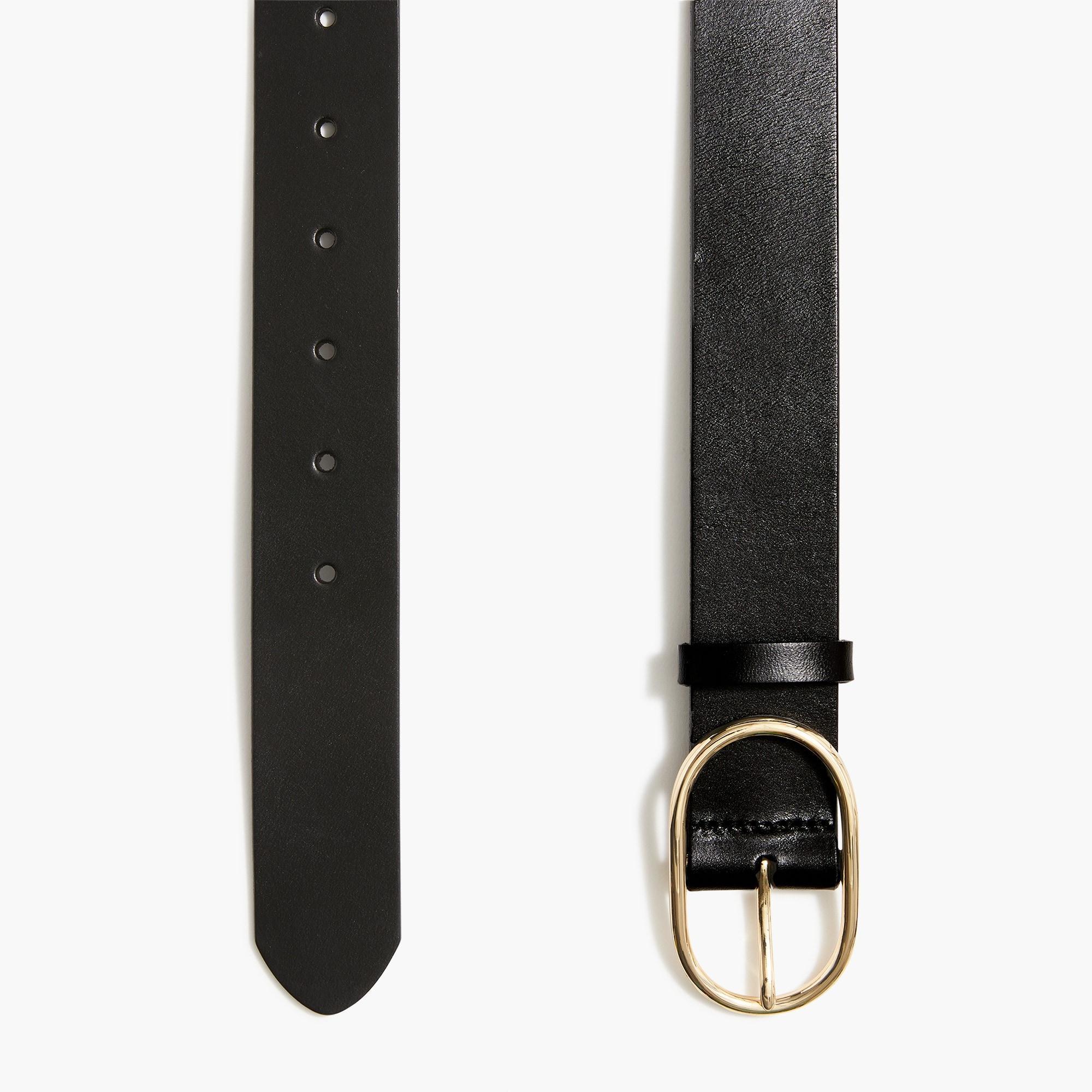 Oval-buckle leather belt Product Image