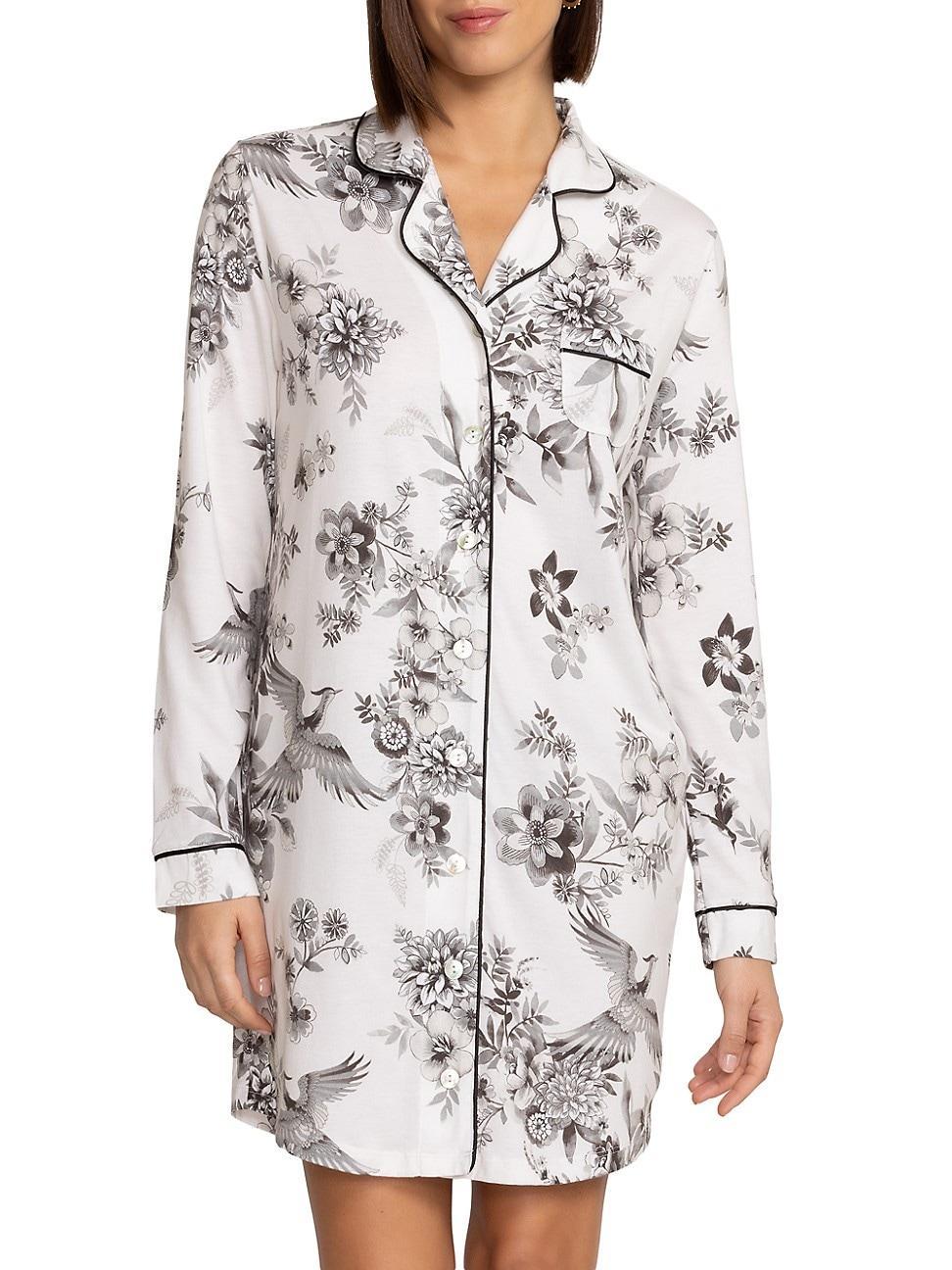 Womens Dreamer Floral Cotton-Blend Pajama Shirt Product Image