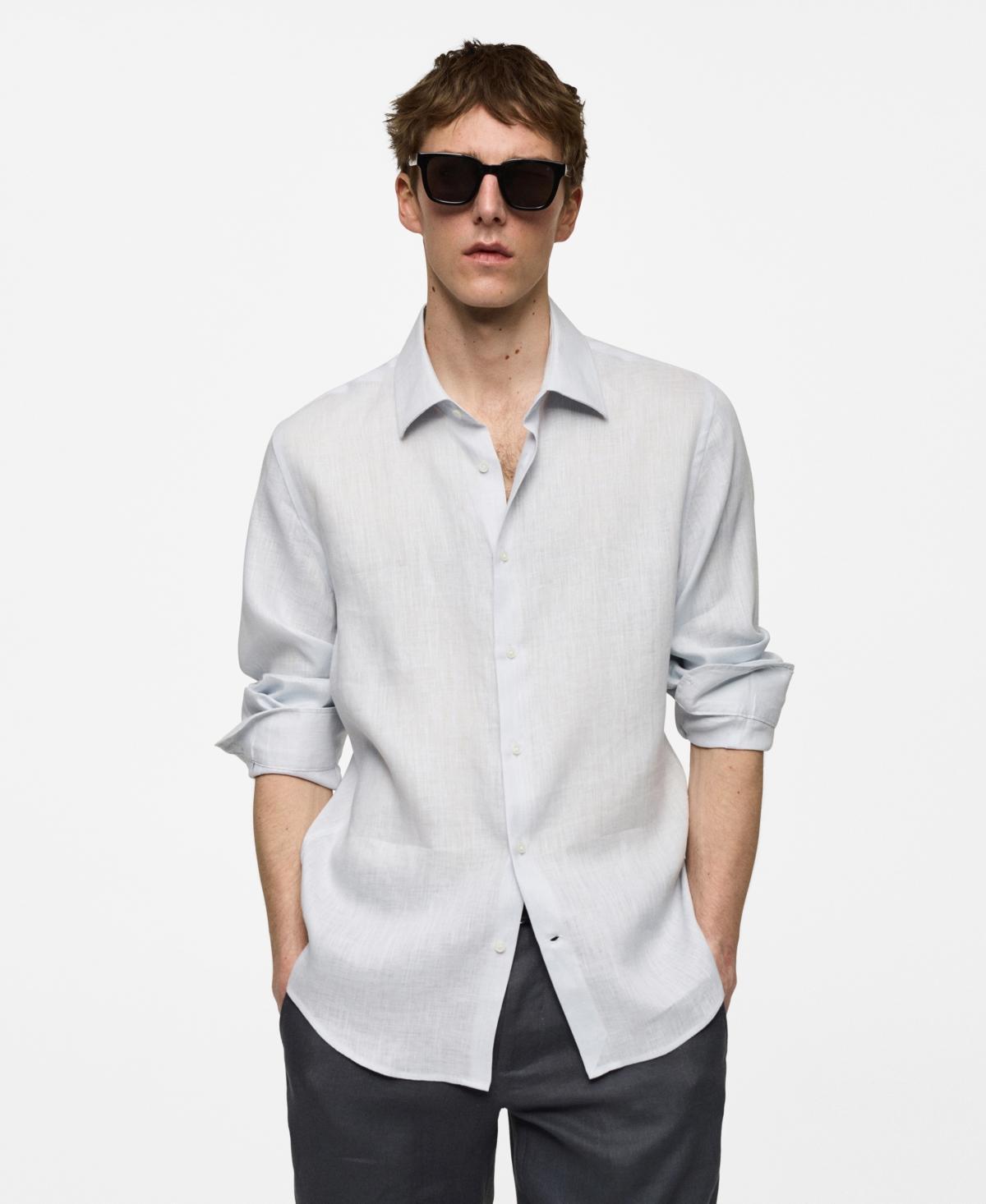 MANGO MAN - 100% linen regular-fit shirt whiteMen Product Image