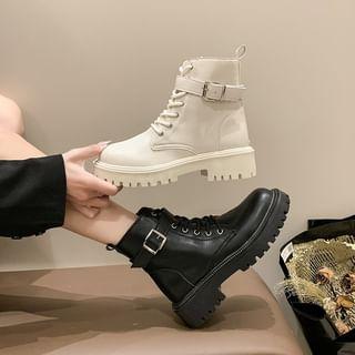 Lace-Up Platform Chunky Heel Boots Product Image