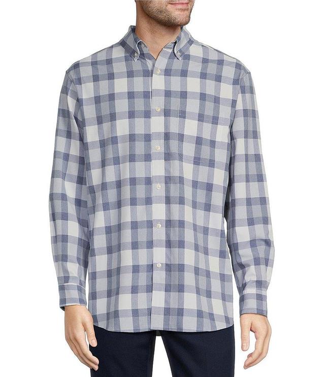 Roundtree & Yorke Performance The Traveler Long Sleeve Large Plaid Chambray Sport Shirt Product Image