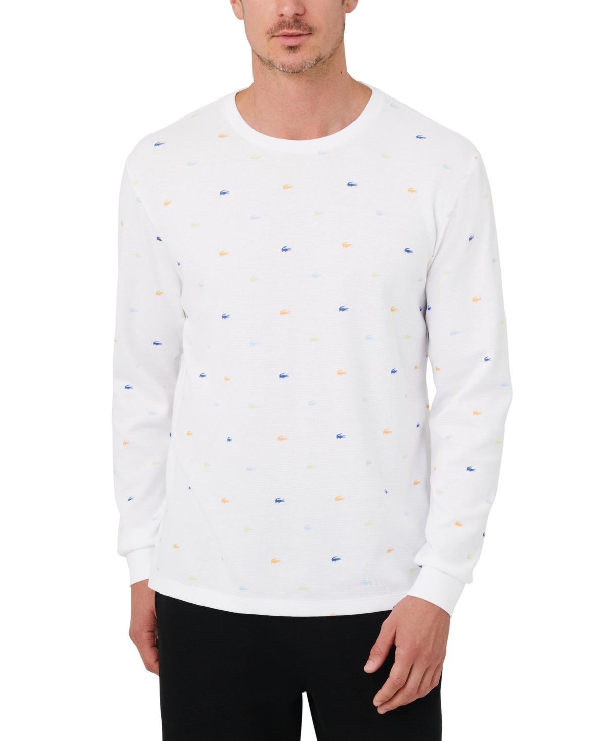 Lacoste Mens All Over Croc Print Long-Sleeve Sleep T-Shirt Product Image