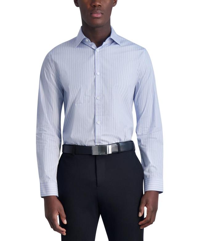 Karl Lagerfeld Paris Mens Slim-Fit Stripe Woven Shirt - Blue Product Image