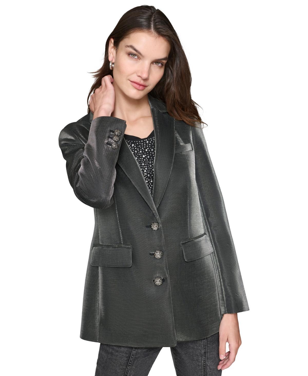 Karl Lagerfeld Paris Womens Metallic Blazer Product Image