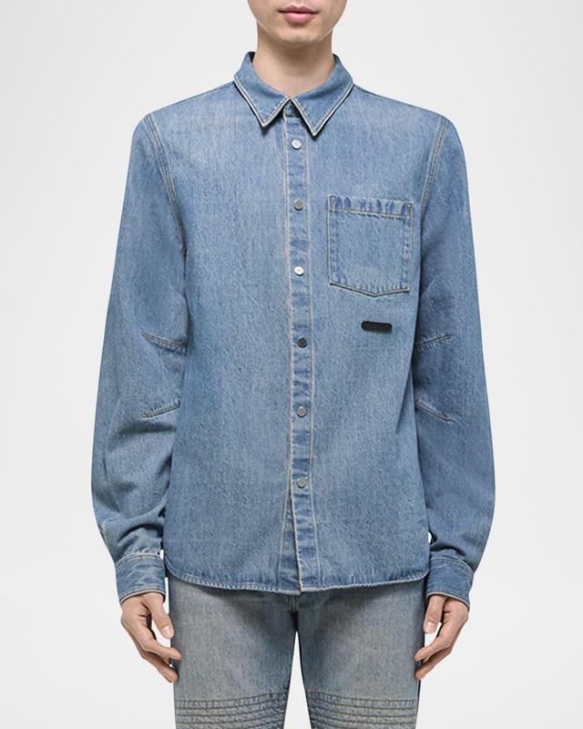 Men's Curved Denim Snap-Front Shirt Product Image