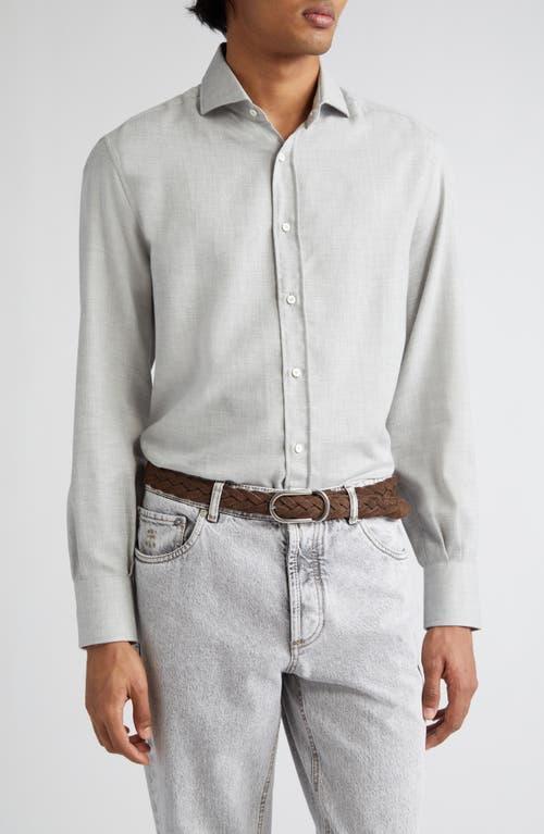 Brunello Cucinelli Basic Fit Cotton & Cashmere Twill Button-Up Shirt Product Image