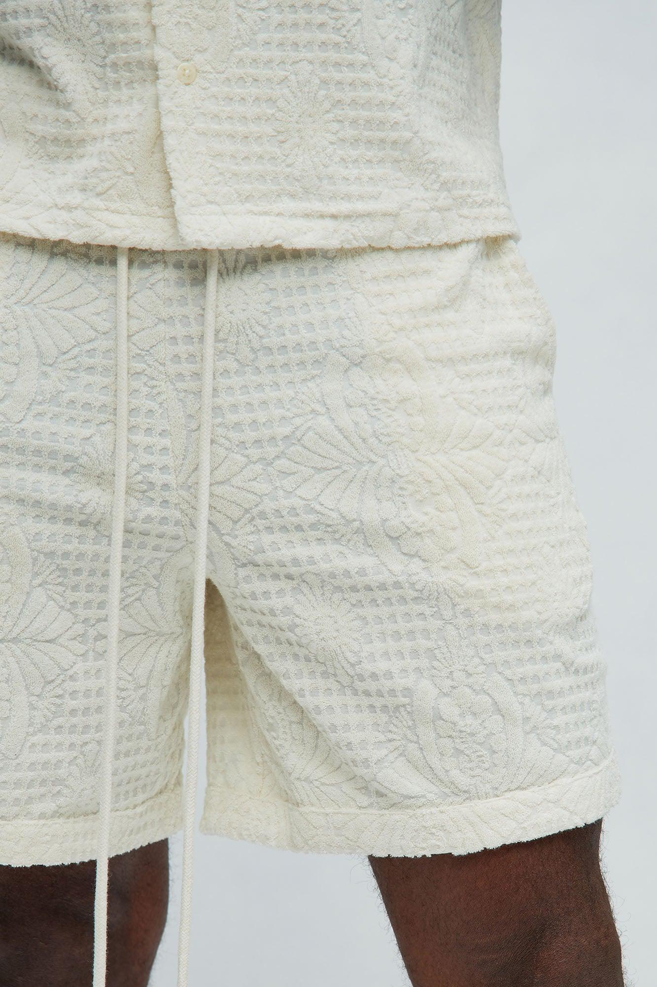 Ojai Textured Warmup Shorts - Cream Product Image