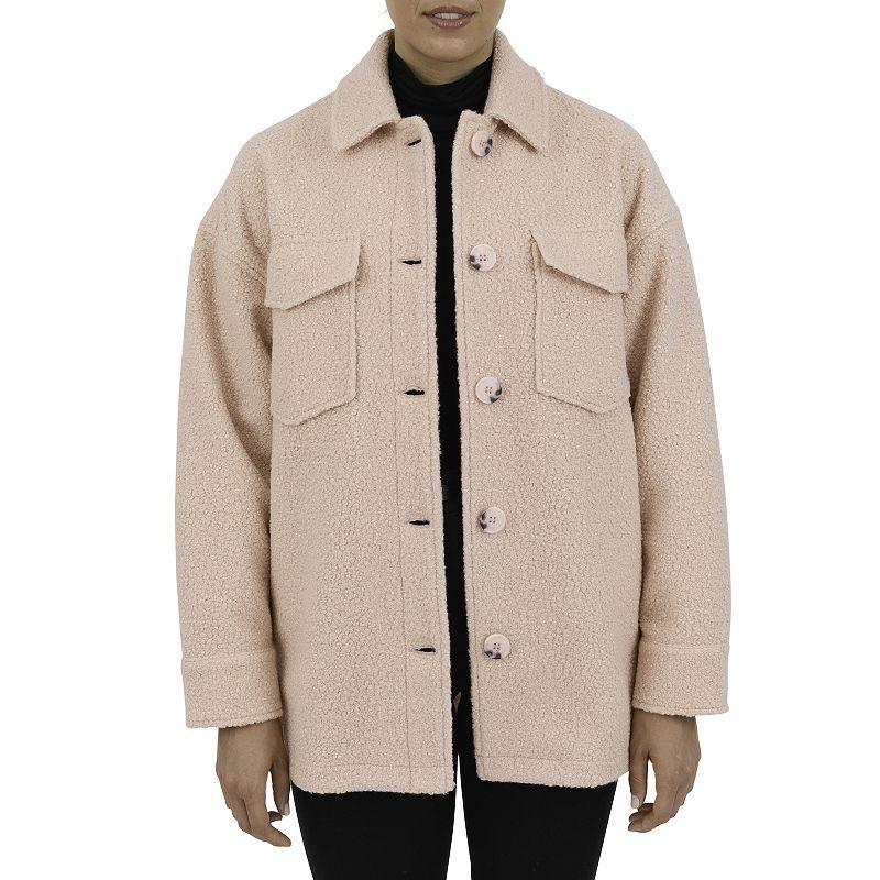 Womens Fleet Street Boucle Wool-Blend Shacket Pink Product Image