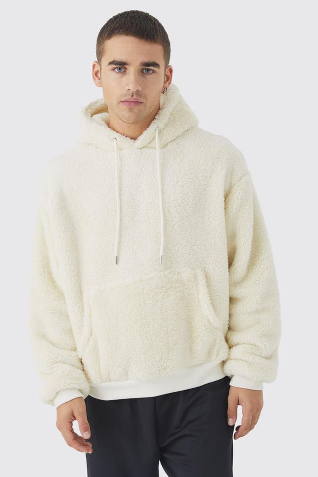 Oversized Boxy Borg Over The Head Hoodie | boohooMAN USA Product Image