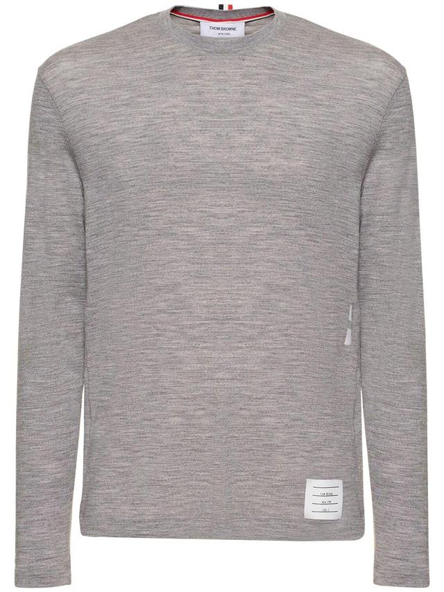 4 Bar Wool Crewneck Sweater In Light Grey Product Image