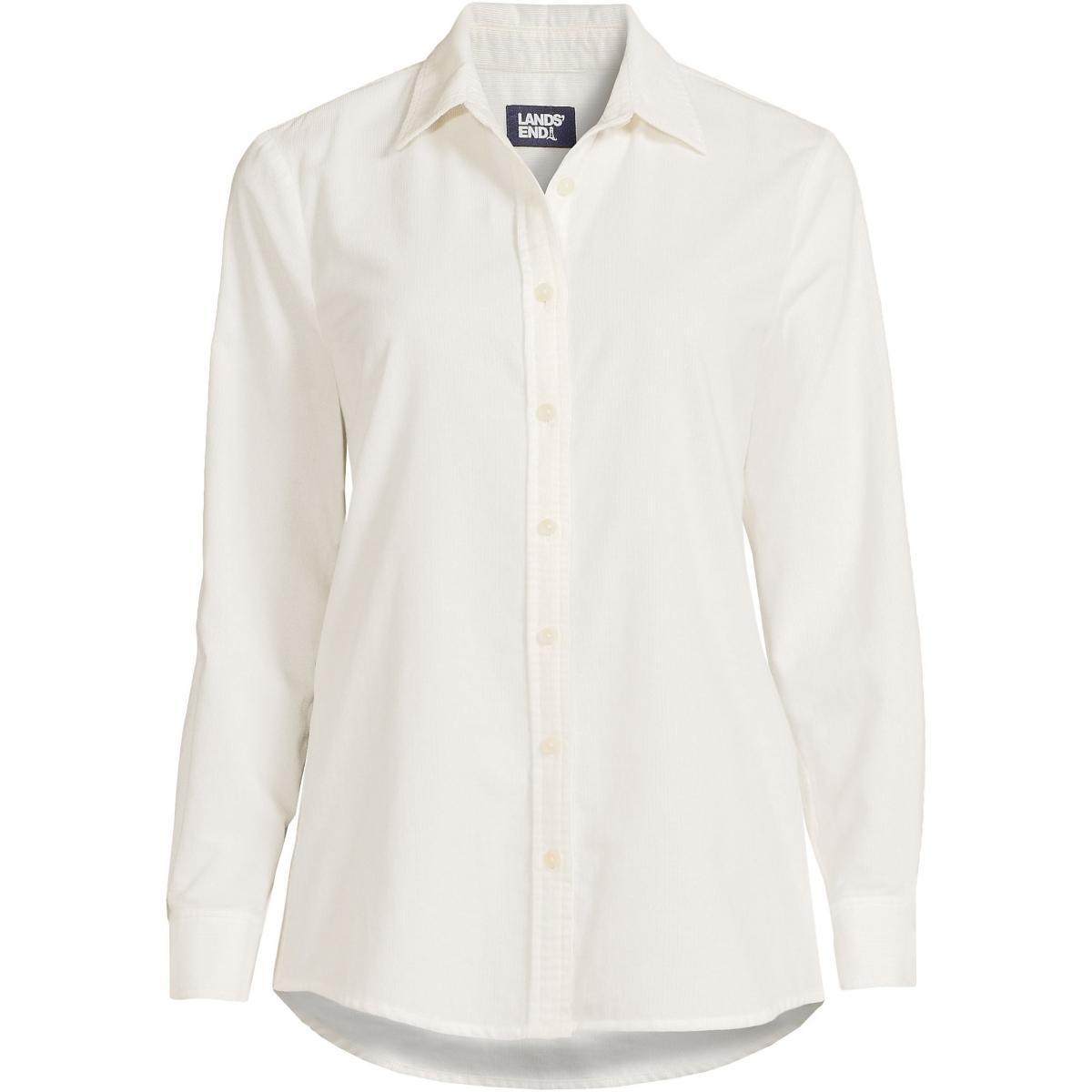 Lands End Womens Plus Size Pinwale Cord Long Sleeve Shirt Product Image