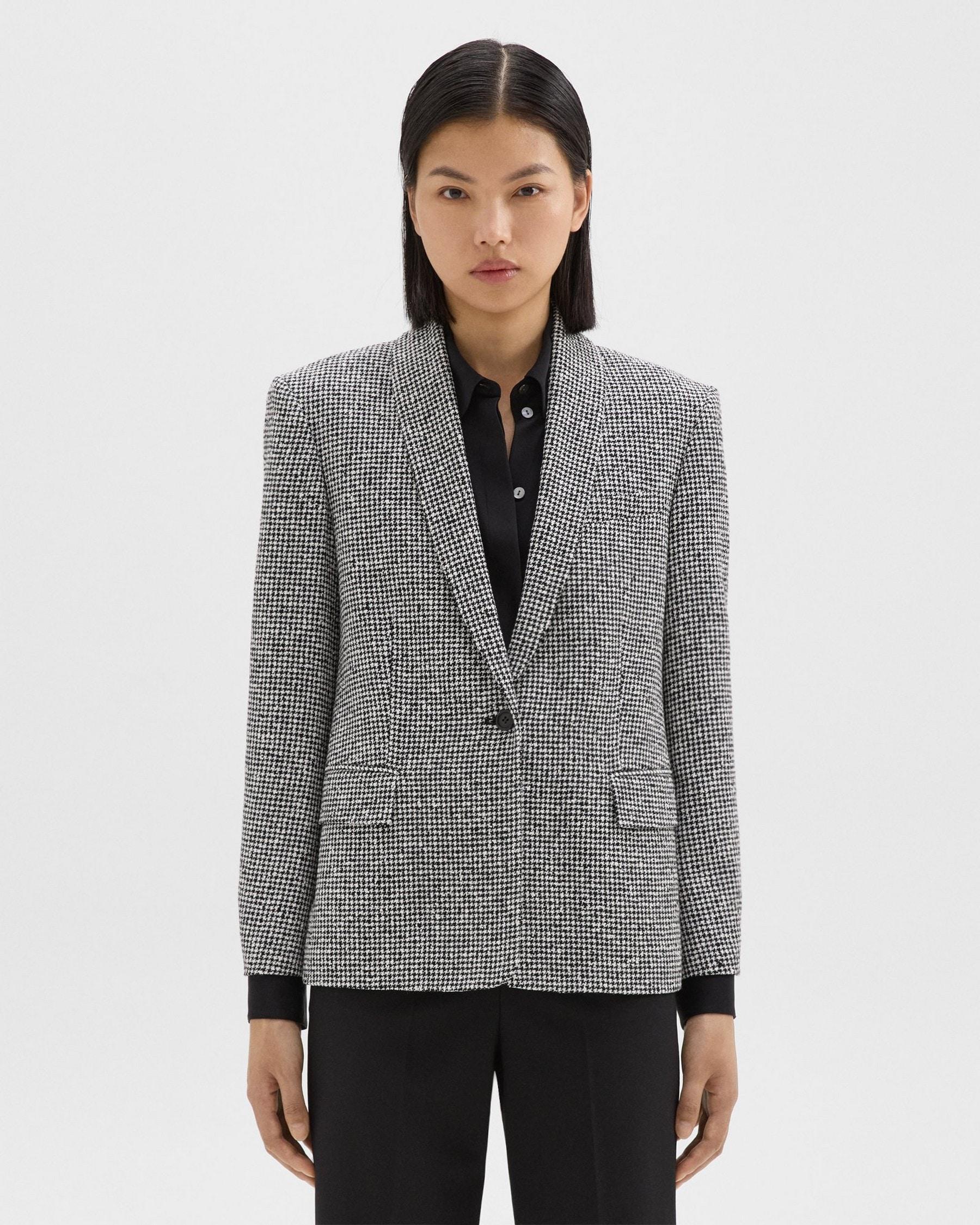 Shawl Collar Blazer in Houndstooth Viscose-Blend Product Image