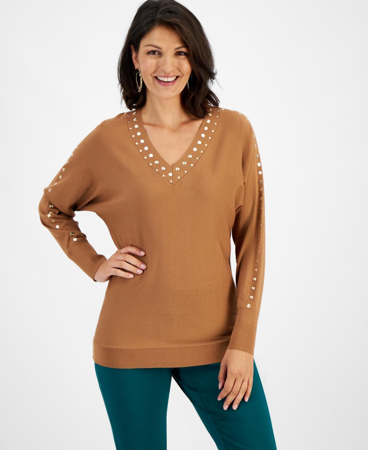 I.n.c. International Concepts Womens Studded V-Neck Tunic, Created for Macys Product Image