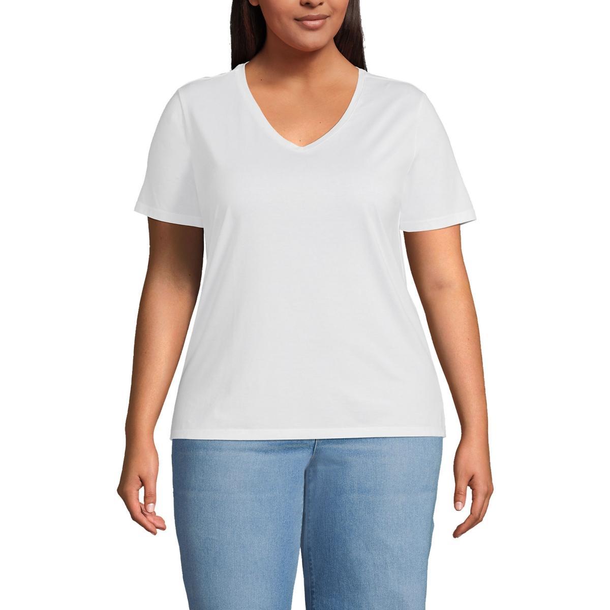 Plus Size Lands End Relaxed-Fit Supima Cotton V-Neck Tee, Womens Product Image