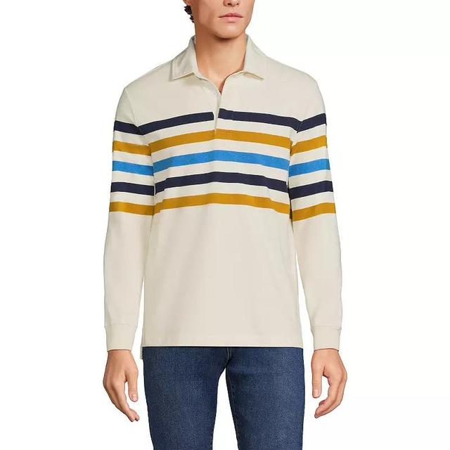 Lands End Mens Long Sleeve Stripe Rugby Shirt - Navy Product Image