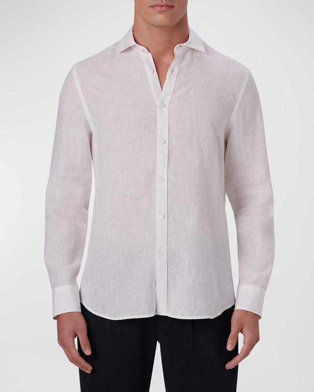 Bugatchi Shaped Fit Solid Linen Button-Up Shirt Product Image